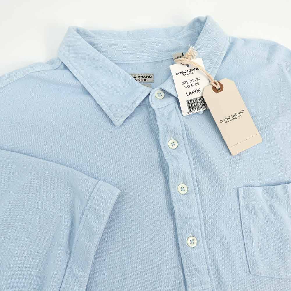 Oobe Brand Mens Sky Blue Polo Shirt‎ Short Sleeve Large Casual NEW Charleston